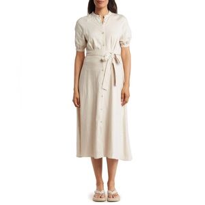 Nanette Lepore Natural Linen Button-Down Midi Dress